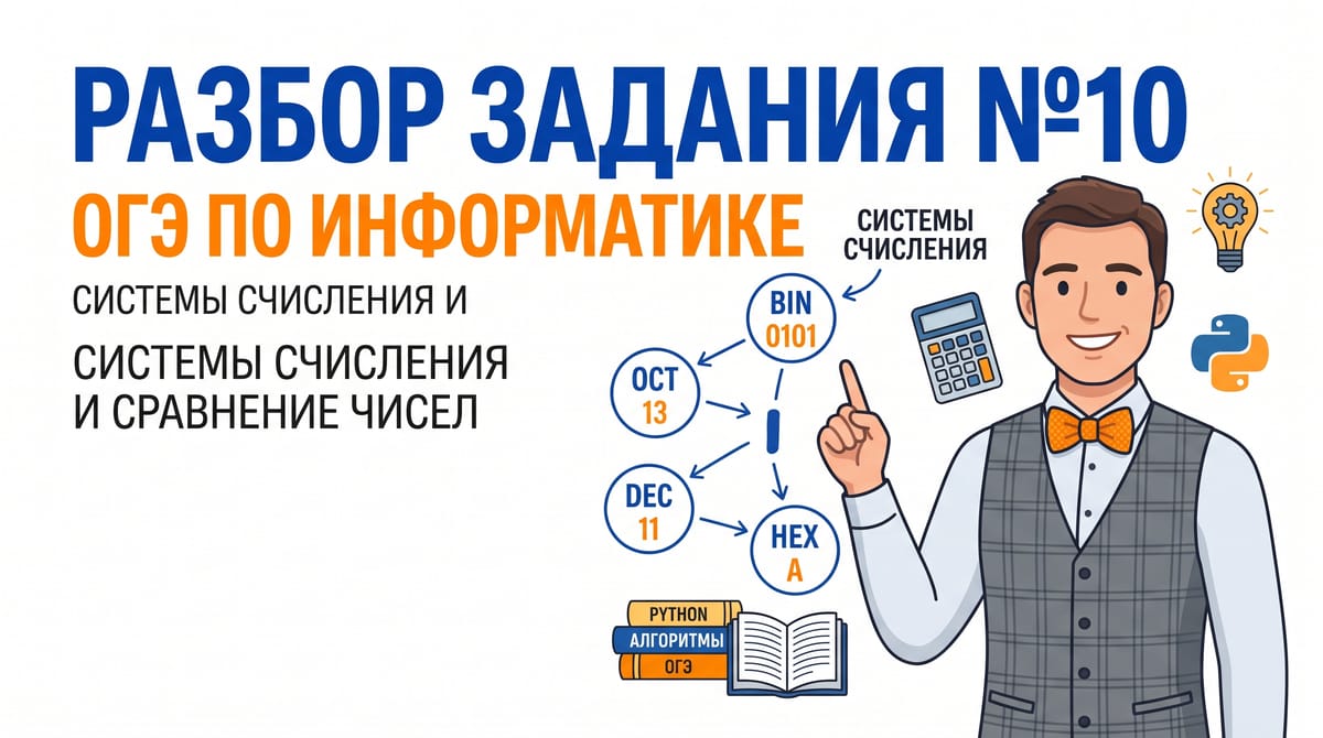 Разбор задания №10 ОГЭ по информатике: Системы счисления и сравнение чисел