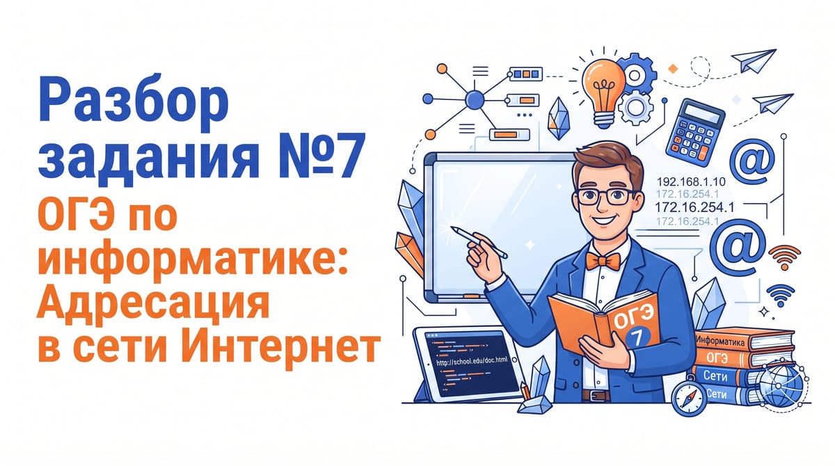 Разбор задания №7 ОГЭ по информатике: Адресация в сети Интернет (URL, IP-адреса, E-mail)