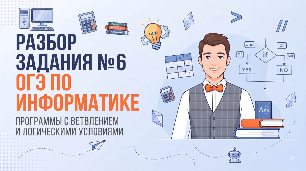 Разбор задания №6 ОГЭ по информатике: Программы с ветвлением и логическими условиями