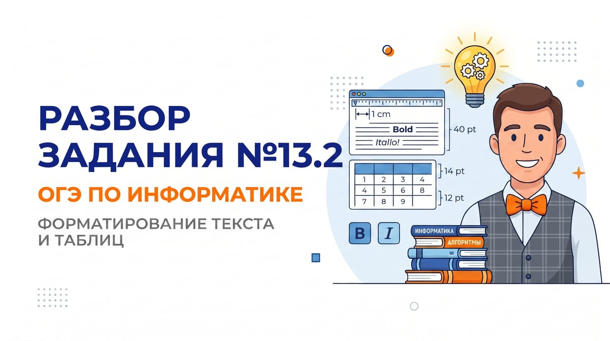 Разбор задания №13.2 ОГЭ по информатике: Форматирование текста и таблиц в текстовом редакторе