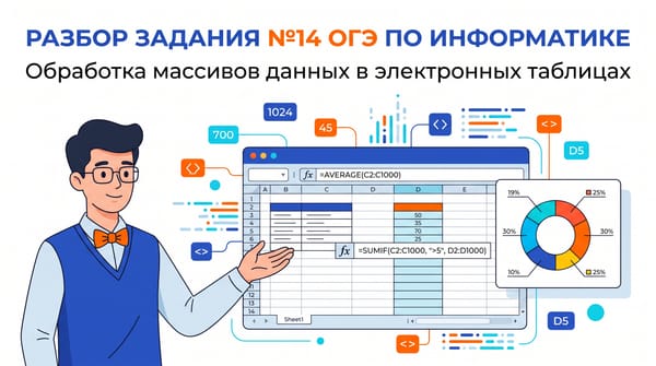 Разбор задания №14 ОГЭ по информатике: Обработка массивов данных в электронных таблицах